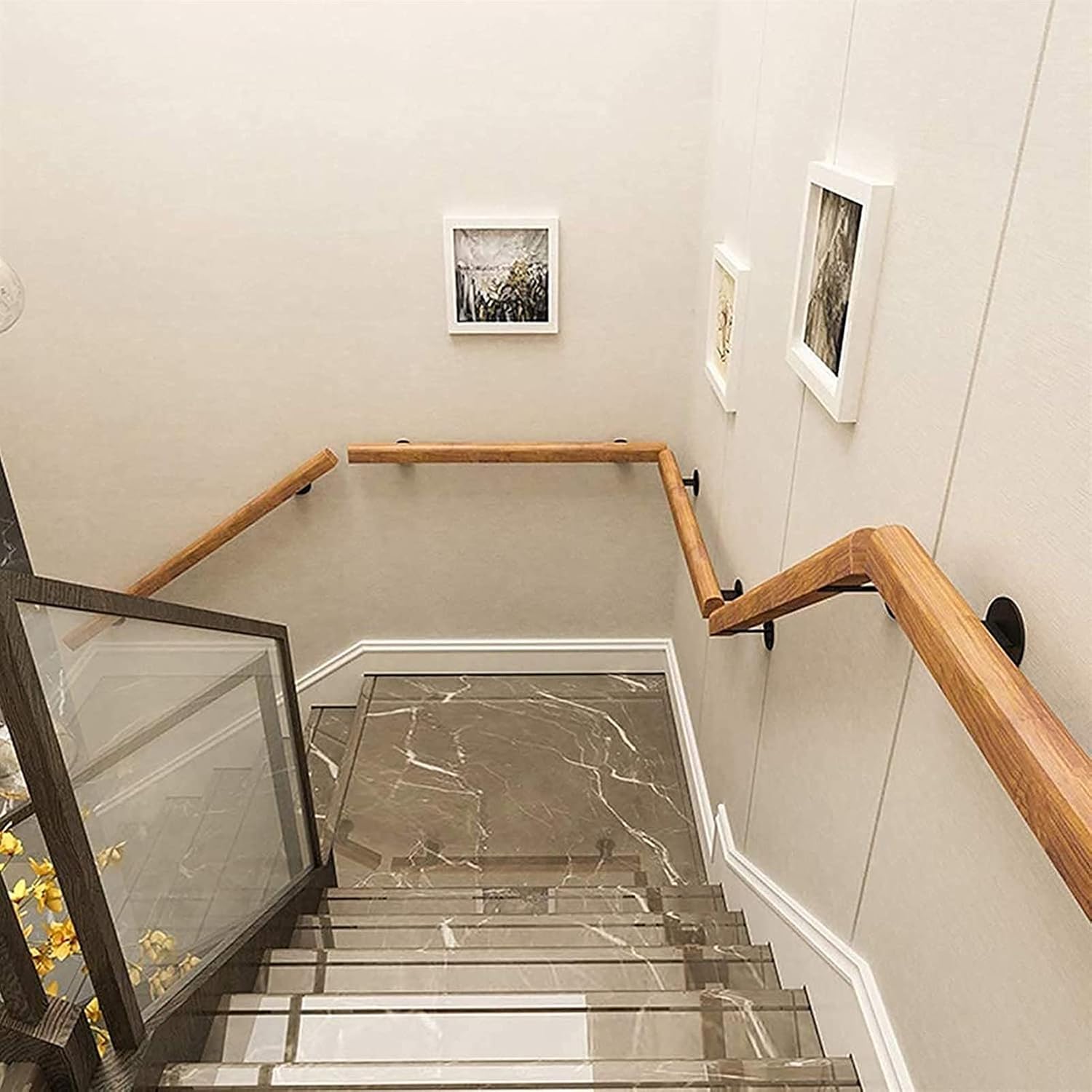 DASHADAO Stair Handrail Railing Non-Slip Wood Handrails,Pine Handrails Complete Kit,Barrier-Free Staircase Grab Bar for Elderly,Wall Mounted Home Garden Corridor Lofts Decking Railings (Siz