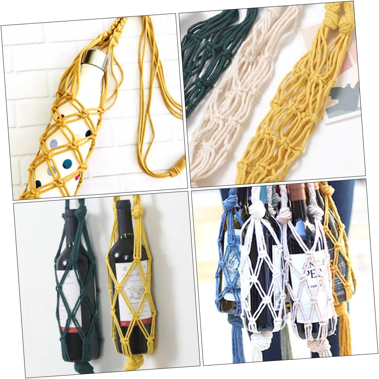 Portable Cotton Wine Tote Bag with Handle for Single Bottle Use