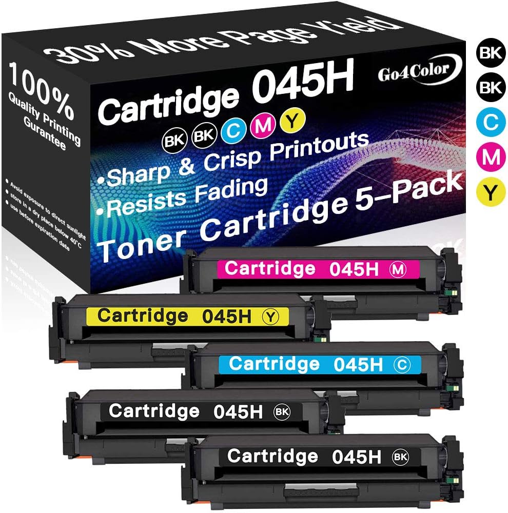 Go4Color Compatible CRG-045H 045H Toner Cartridges for use in Color ImageCLASS MF634Cdw MF632Cdw LBP612Cdw MF631Cn MF633Cdw Printer (2 BK/C/M/Y, 5-Pack)