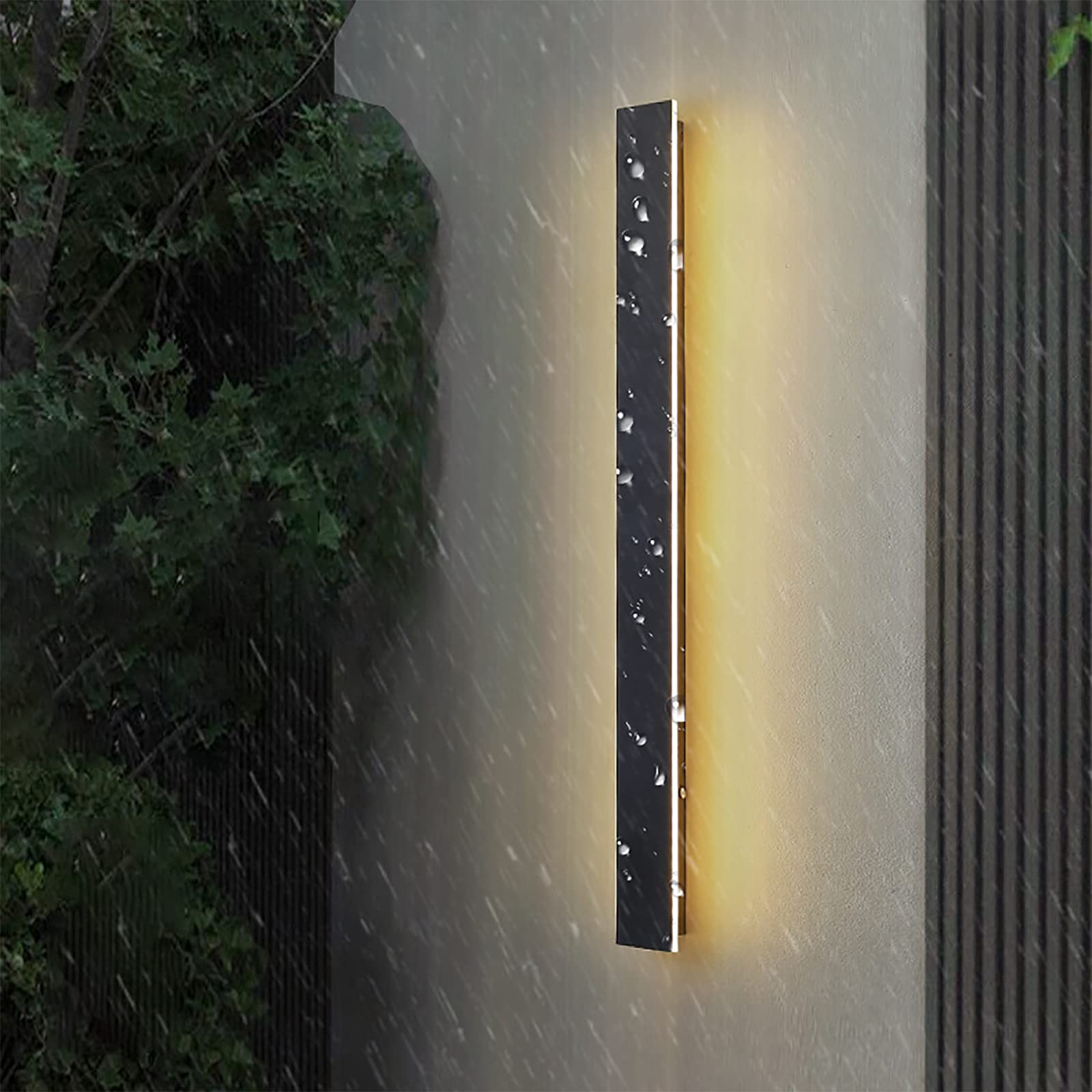 LED Aluminium Up Down Wandleuchte Schwarz Außen/Innen Wandlampe Lange Leiste Außenwandleuchte Warmweiß IP67 Wasserdicht Gartenleuchten Patio Terrasse Flur,