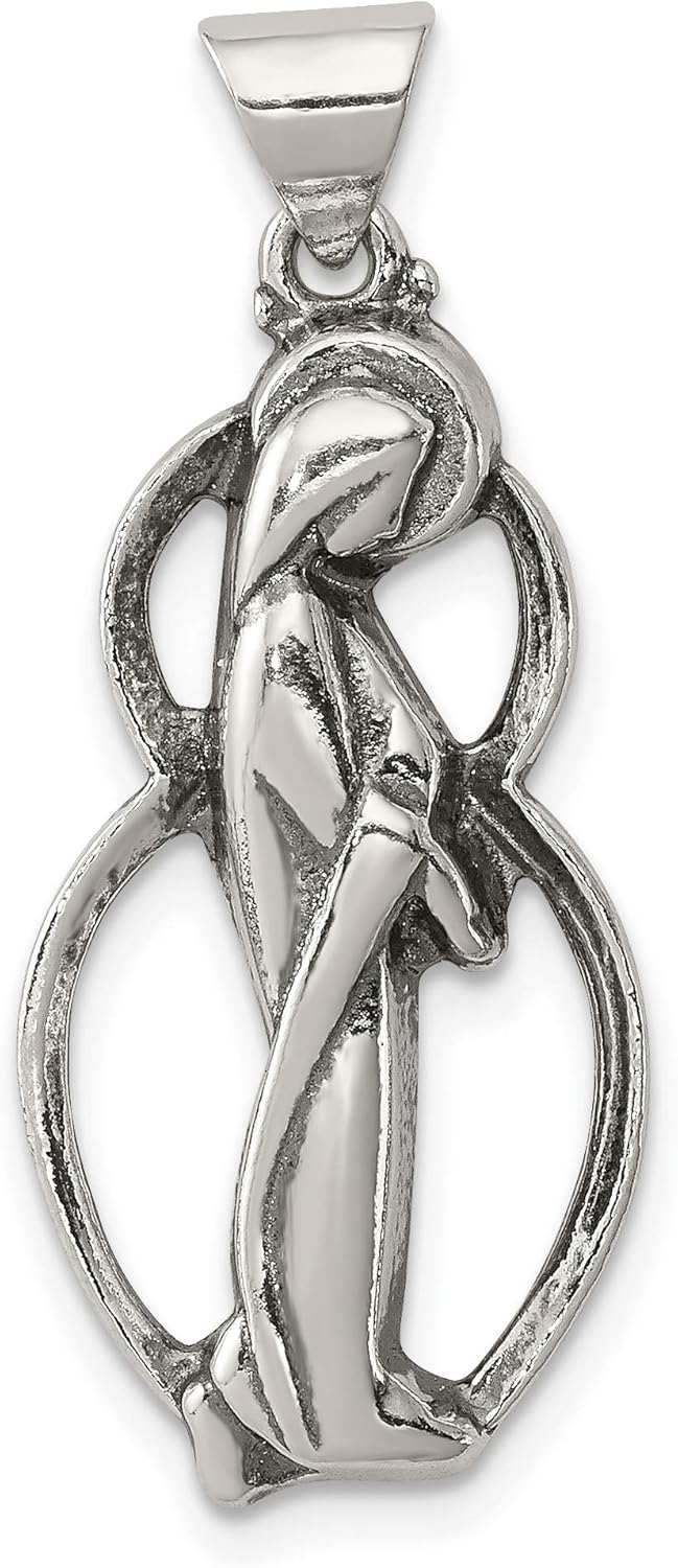 Sterling Silver Antiqued Blessed Mary Charm Fine Jewelry Gift For Her For Women