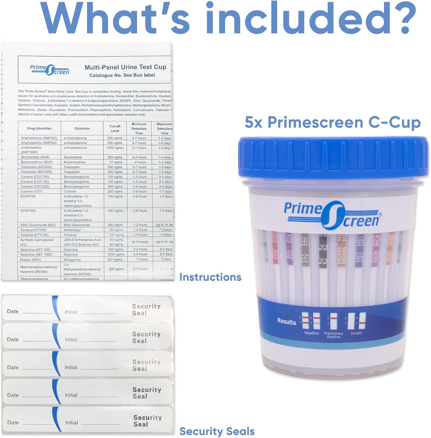 Prime Screen Multi-Drug Urine Test Cup -12 Panel Kit (AMP,BAR,BUP,BZO,COC,MDMA,MTD,OPI,OXY,PCP,TCA,THC) -CDOA-3124-[100 Pack]