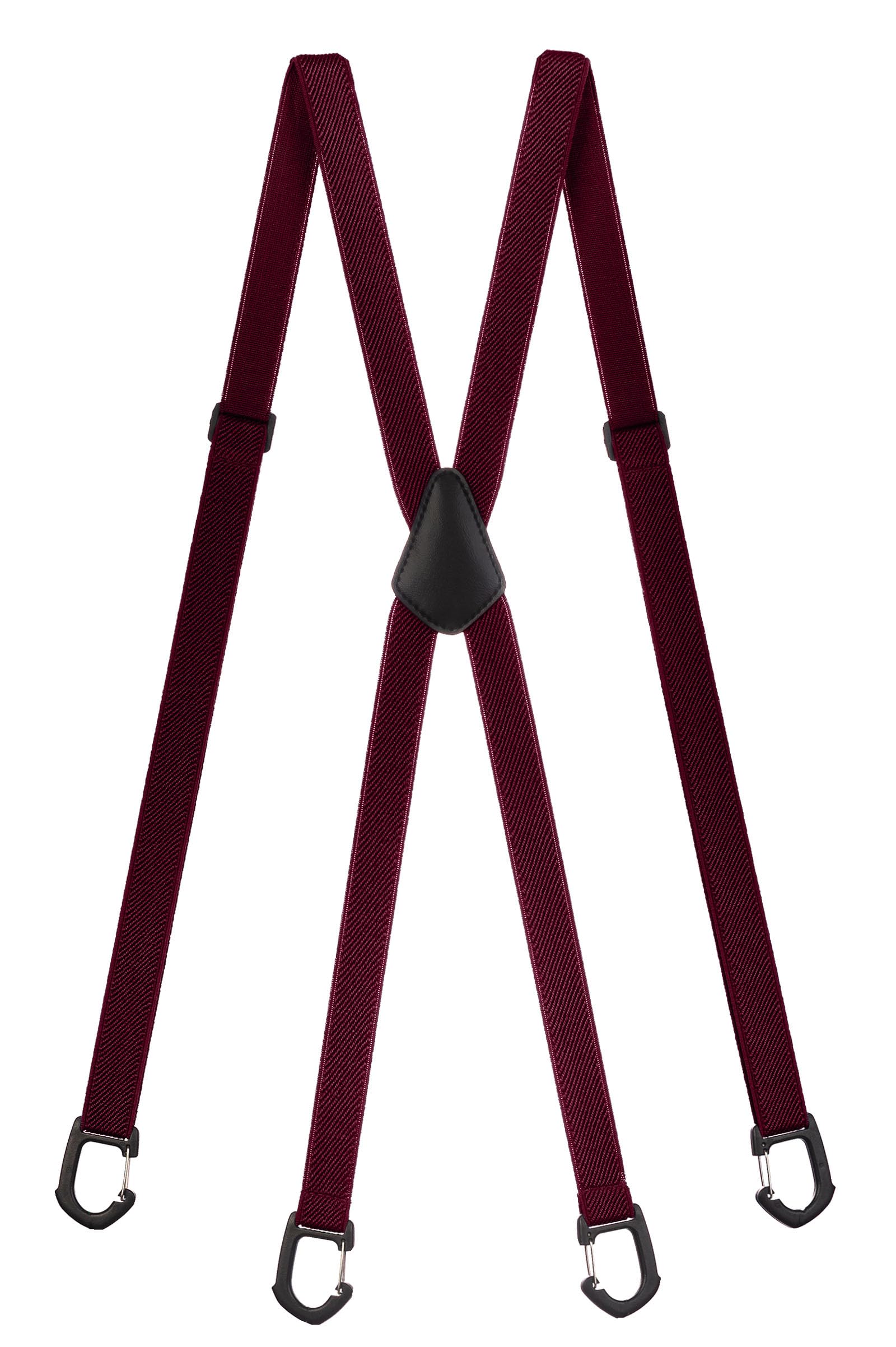 Olata Skinny X-Shape Braces/Suspenders with Plastic Carabiner Clips - 2cm. Burgundy Red