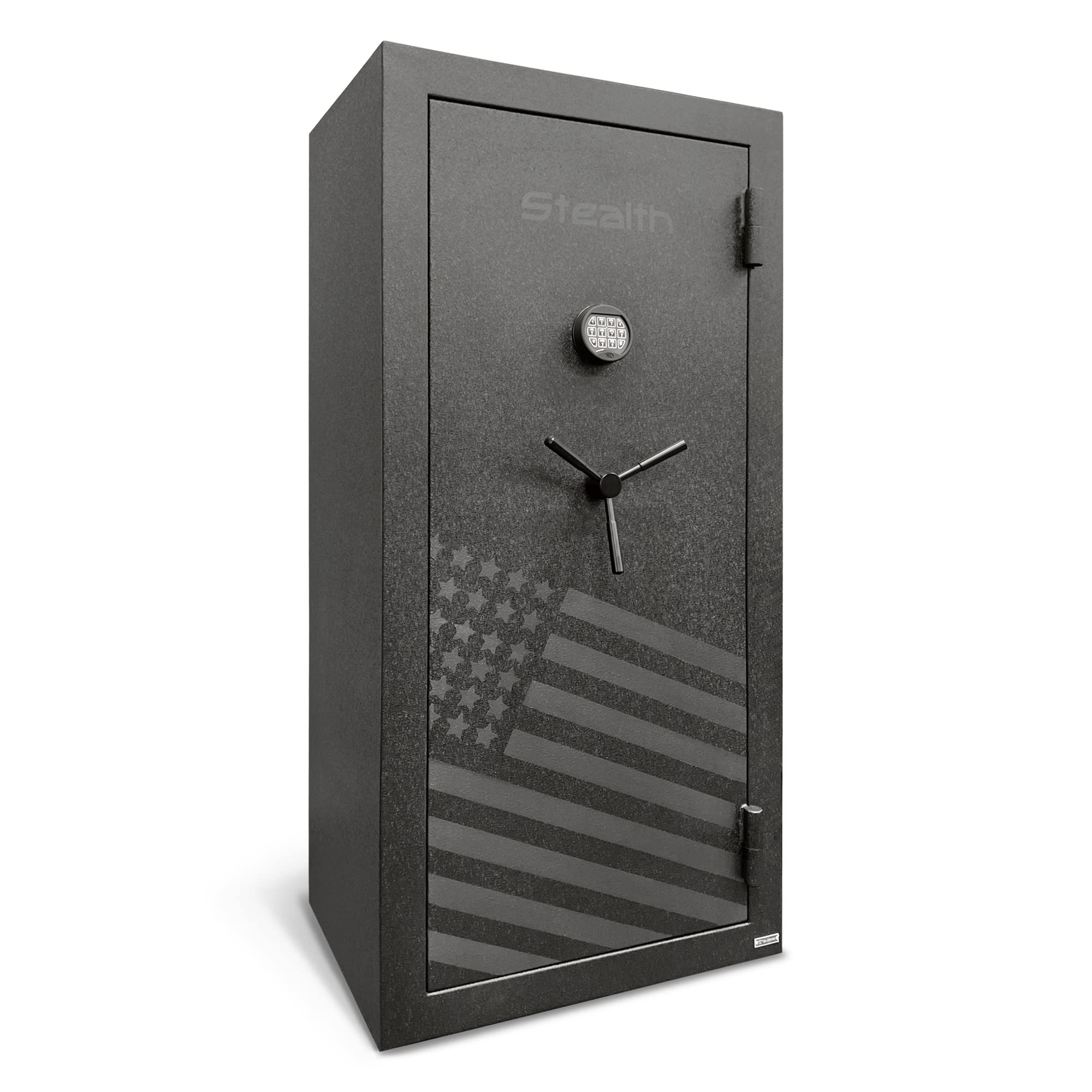 Stealth Essential Gun Safe EGS28 Special Edition FLAG Safe 28 Gun Capacity with 30 Minute Fire Protection California DOJ Approved Black