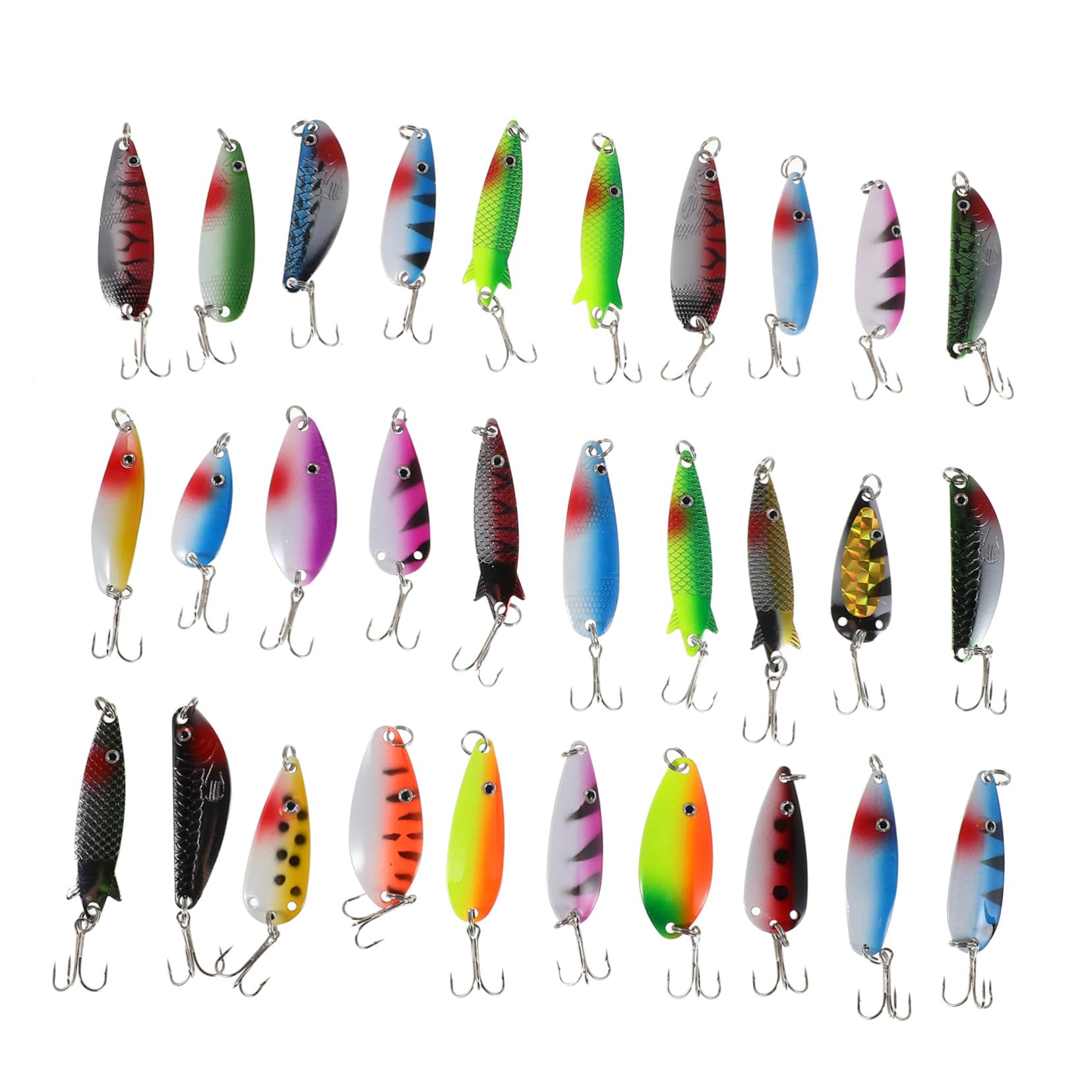 YARNOW Señuelos de Cuchara para Pesca en Forma de Pez, 30 Piezas de Hierro