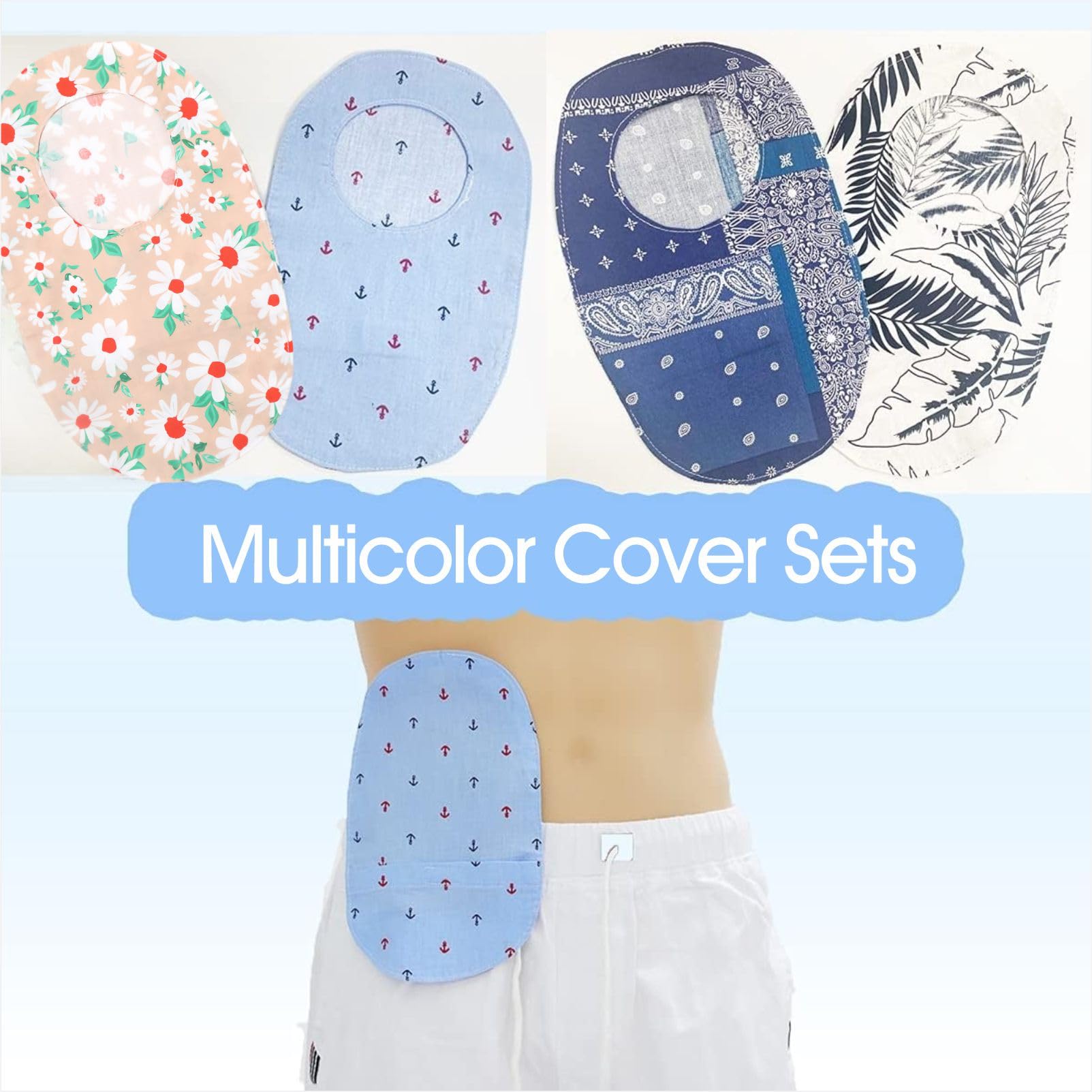 Colostomy Bag Covers - Ostomy Support Kleidungsbeutel Set mit 3" Runde Öffnung für Ileostomie Stoma Pflege, weicher & atmungsaktiver Stoff, 4 PC