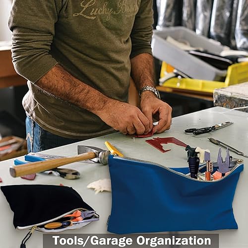Miniatura 8 de FunOwlet Bolsa de herramientas de lona con cremallera, paquete de 10 bolsas de herramientas resistentes, bolsas de almacenamiento multiusos con
