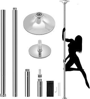 Yaheetech Barra de Pole Dance profesional ajustable, de acero estático y giratorio, para ejercicios de fitness, clubes, fiestas, bares, salones de baile, sin agujeros, altura 216,5-275 cm