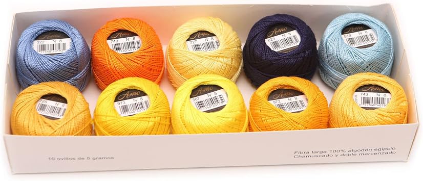 Mixed 10 Colors Embroidery Thread Ball Size 8 Pearl Cotton 5 Grams Craft Needlework Double Mercerized Egyptian Long Staple Cotton 43 Yards
