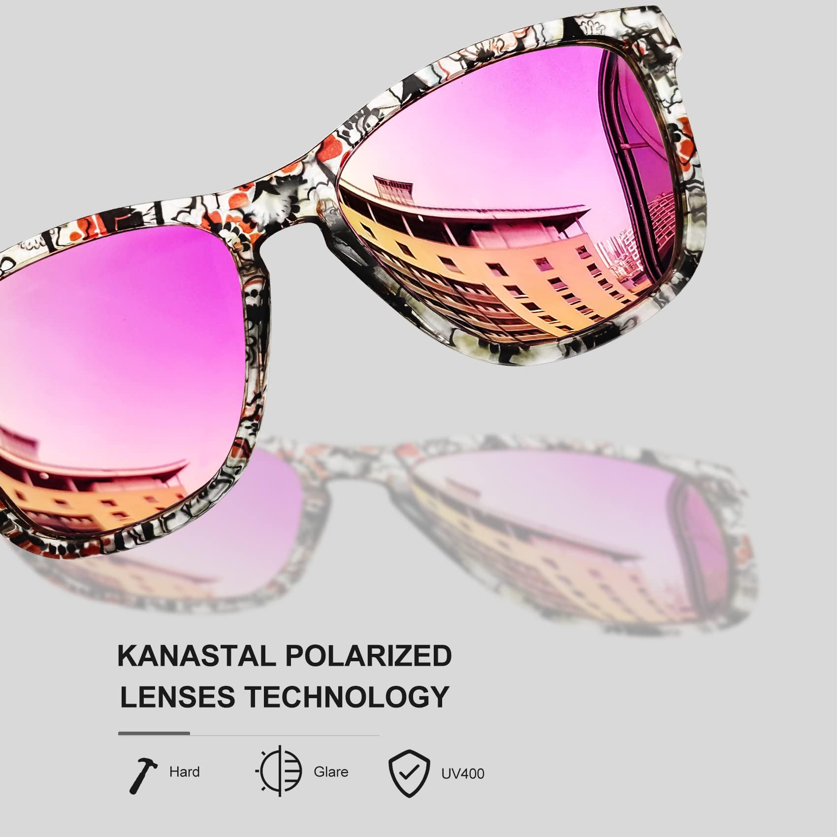 KANASTAL Occhiali da Sole Uomo Polarizzati Protezione UV400 Occhiali Sole Donna Quadrati Retrò Vintage Sunglasses Men Women per Spiaggia Viaggio Pesca
