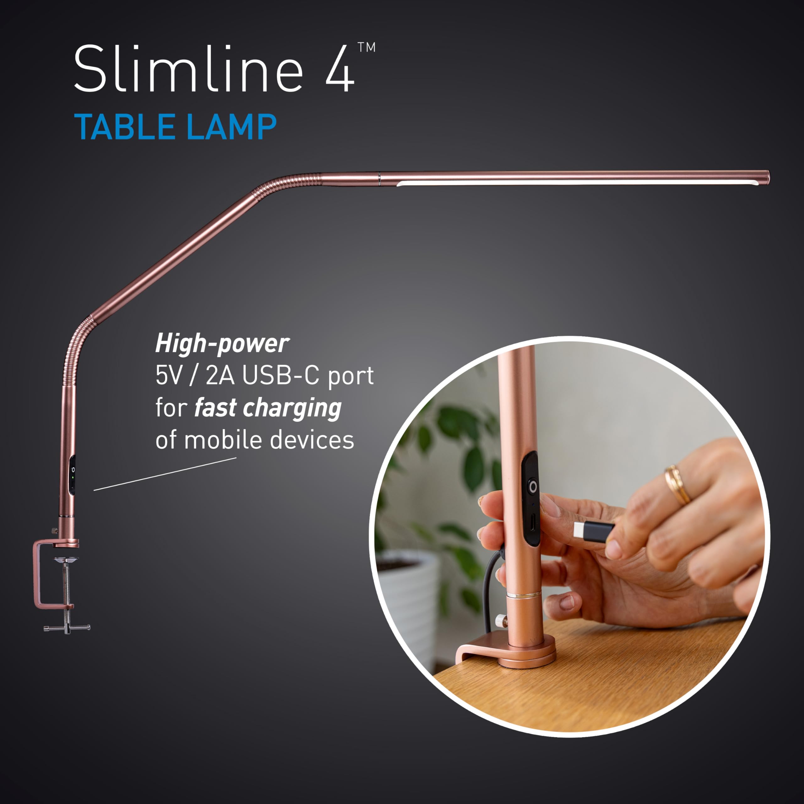 Daylight Slimline 4™ LED Table Lamp Rose Gold - Dettaglio