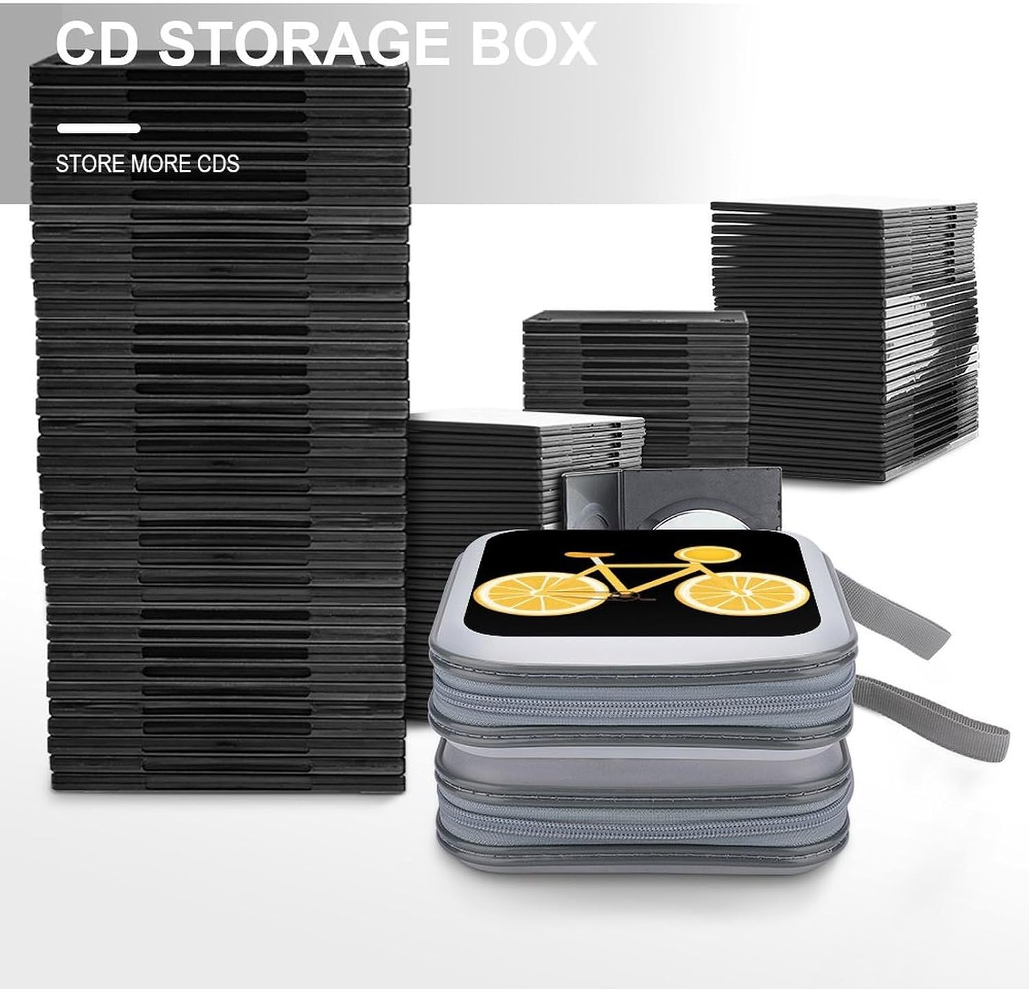 Lemon Slices Cycling Bike Protective CD Case Storage Rack 40 Capacity DVD Holder Organizer Car Travel