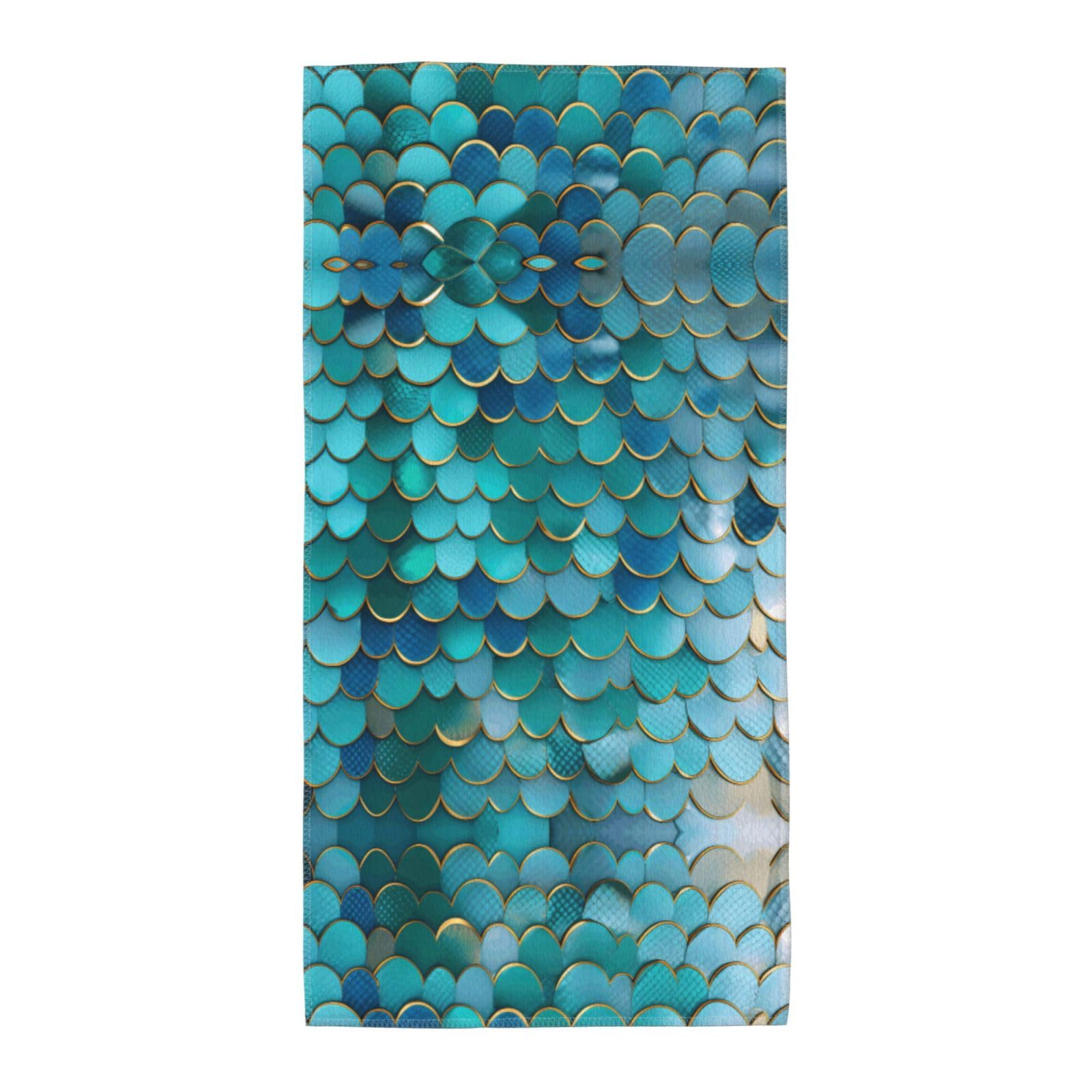Mermaid Scale Fashion Printed Long Bath Towel For Pool Side Seaside Holiday