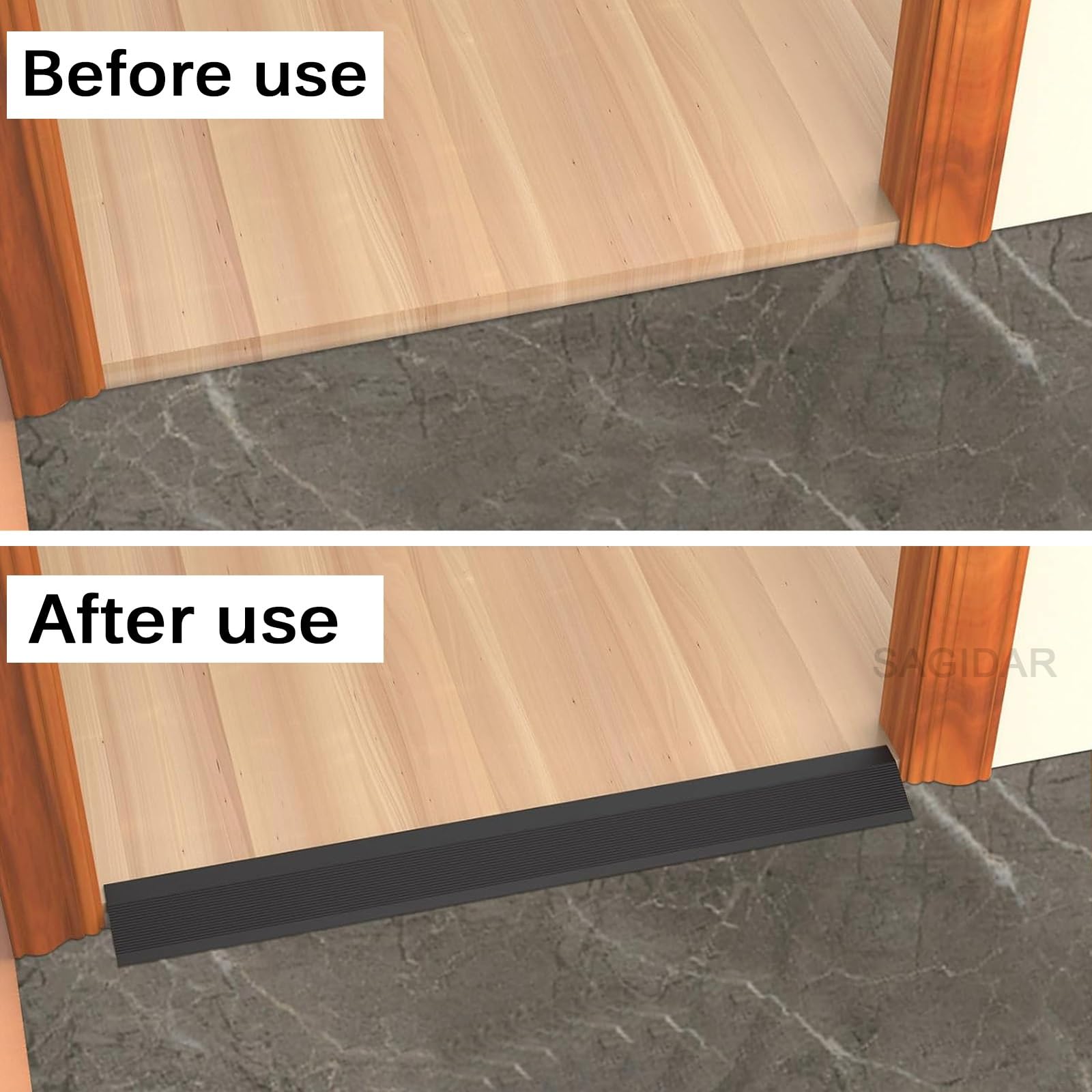 SAGIDAR Barre De Seuil De 10cm De Large, Bandes De Transition De Seuil Robustes, Seuils Réducteur en Aluminium, Robuste Et Durable, Facile À Installer, Rampe D'entrée Baguette Recouvrement
