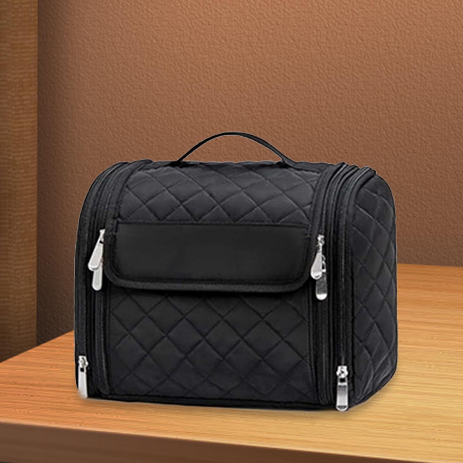 jojomis Große Kulturtasche, Kosmetik-Organizer, tragbar, Mehrzweck-Nylon-Kulturbeutel, Make-up, Reiseetui für Camping, Damen und Herren, Schwarz