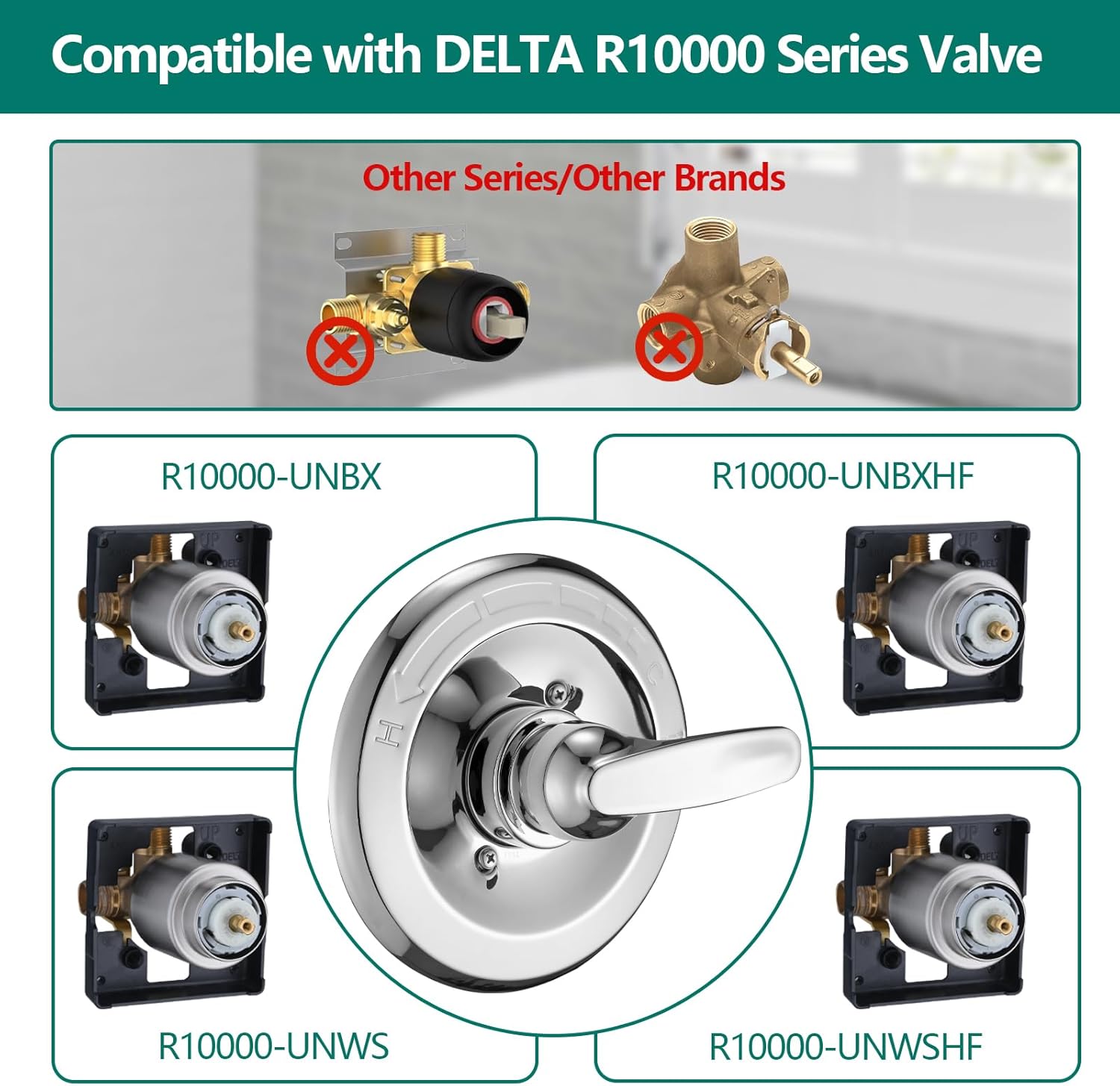 Bathtub Faucet Trim Kit Compatibe with 1300/1400 Series, 9-Setting High Pressure 5.5" Round Rain Shower Head& Handle Set, Chrome(Valve& Catridge Not Inclued)