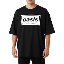 Men's Oasis Decca Logo Oversized Boxy Tee Vintage T-Shirt Black