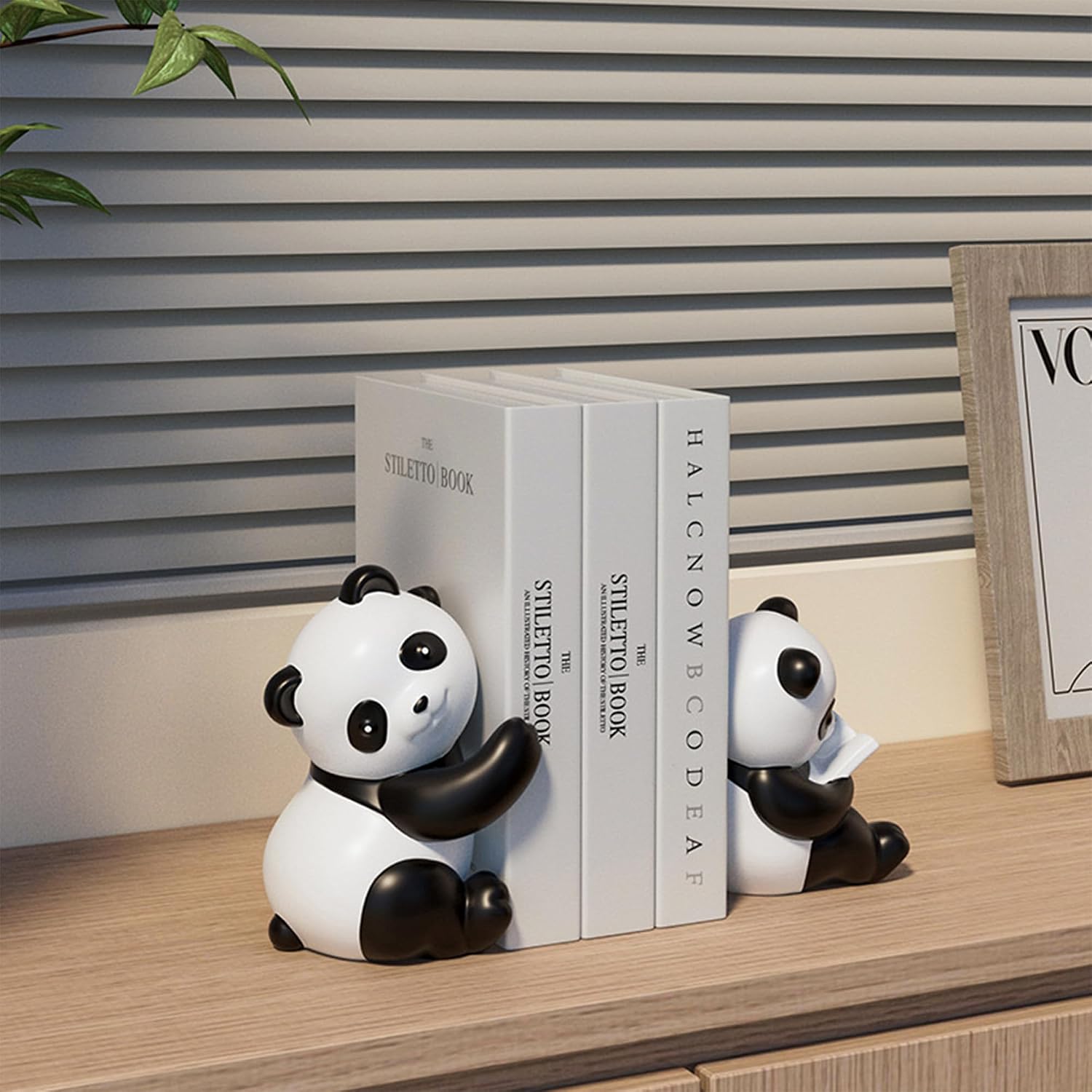 Linxia Panda Bookend Creative Bookends for Shelves Book Holder Stopper for Books/Movies/CDs/Video Games (1 Pairs)