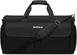 Garment Bags for Travel Large Suit Bag for Men Convertible Garment Duffle Bag for Men Women with Shoes Compartment, Carry On Garment Duffel Bag 2 in 1 Hanging Dress Suitcase Suit Travel Bags, Black