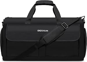 Garment Bags for Travel Large Suit Bag for Men Convertible Garment Duffle Bag for Men Women with Shoes Compartment, Carry On Garment Duffel Bag 2 in 1 Hanging Dress Suitcase Suit Travel Bags, Black