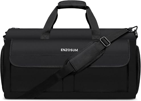 Garment Bags for Travel Large Suit Bag for Men Carry On Garment Bag Convertible Garment Duffle Bag with Shoes Compartment,2 in 1 Hanging Dress Suitcase Suit Travel Bags,Black