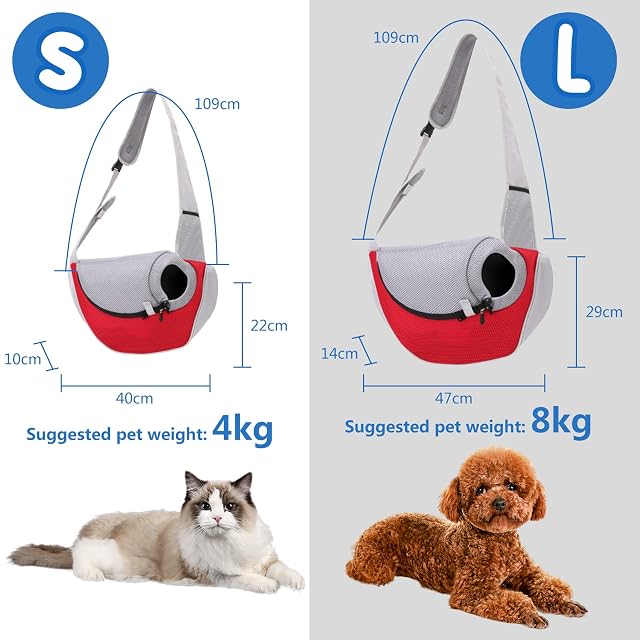 Foto 7 de 7 de PETCUTE Bolso para Mascotas,Transportín para Perros con Correa Ajustable para el Hombro,Bolsa Cachorros…