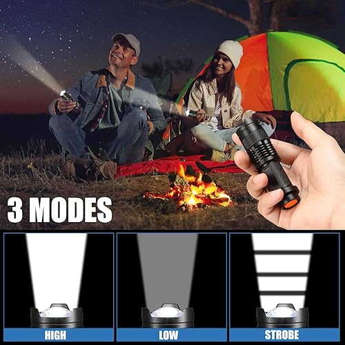 Miniatura 4 de Fumete Linterna LED de 20 piezas, mini linterna táctica de 3 modos, pequeña resistente al agua, luz de flash de bolsillo, foco ajustable para
