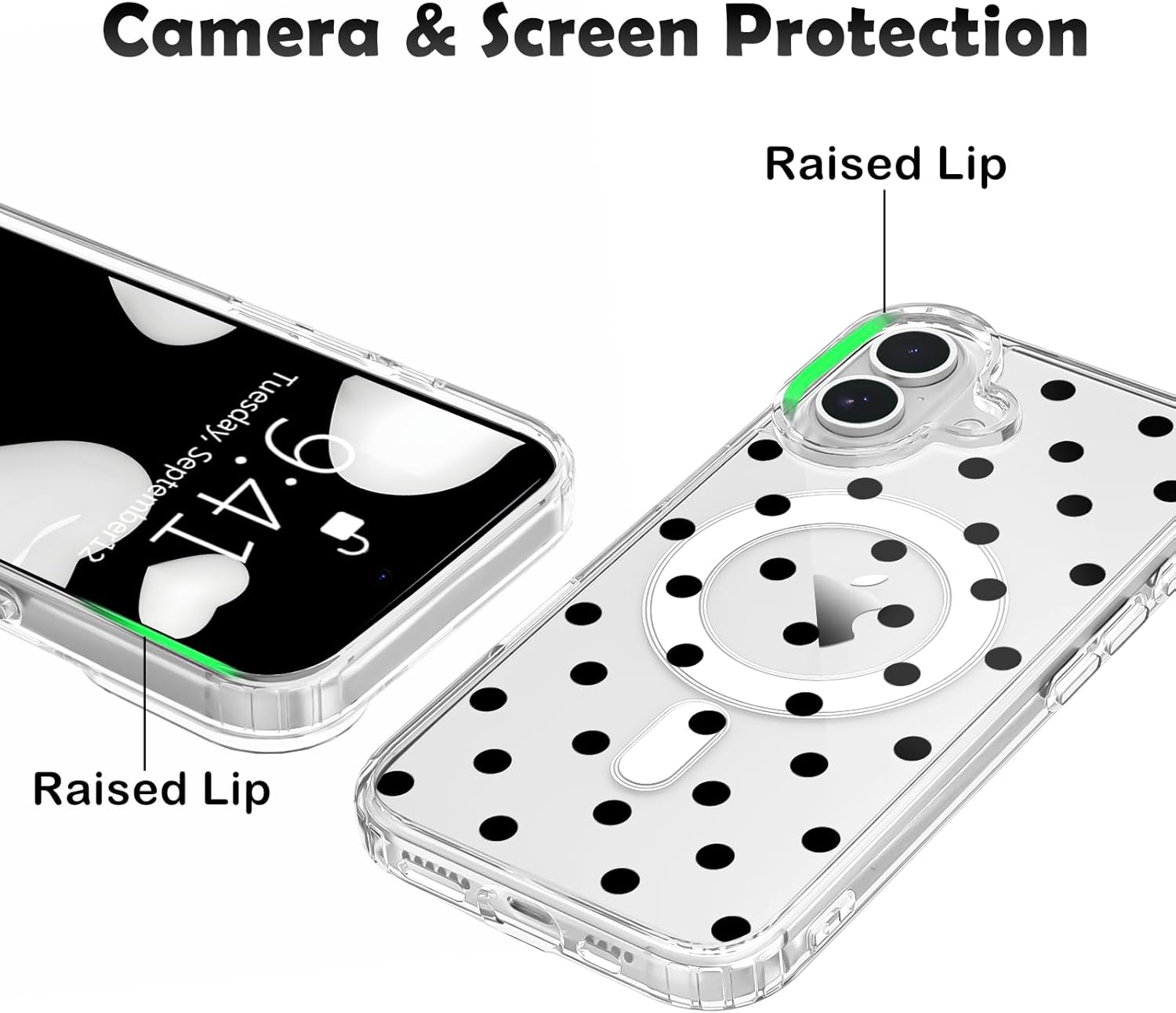 for iPhone 13/iPhone 14 Case, Compatible with MagSafe, Cute Black Polka Dot Magnetic Phone Case, Clear Soft Slim Fit Shockproof Protective Cover for Women - Image 4