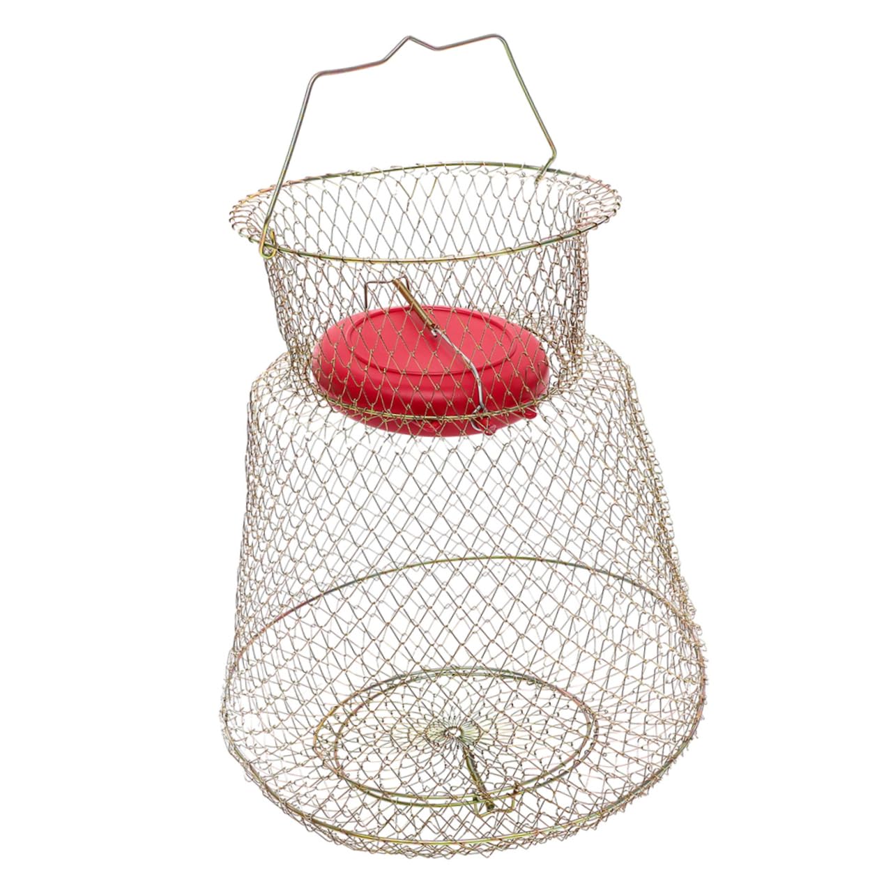 VANZACK Bourriche de Pêche Pliable en Fer, Panier Rond Polyvalent pour Poissons et Crabes, Portable et Peu Encombrant Pêche