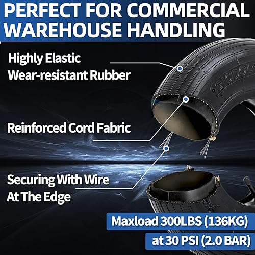 Miniatura 4 de GICOOL Juego de Neumático de Reemplazo 4.00-6 y Cámara de Aire, 2 Unidades, Neumático y Rueda de 13" de Alta Resistencia, Vástago de Válvula Recta