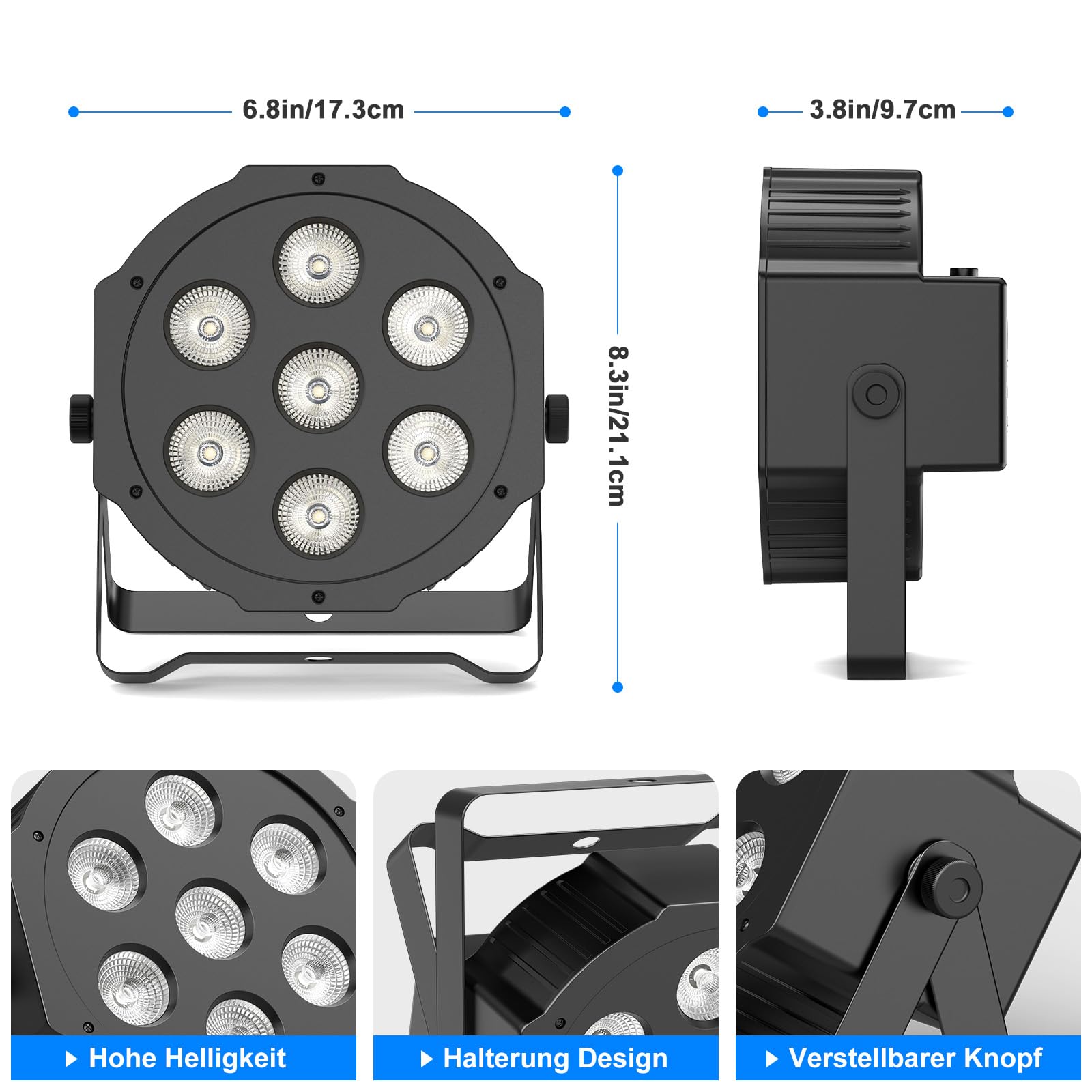 4PCS RGBW LED Par Strahler, 7 LED Par Scheinwerfer Bühnenlicht Partylicht Lichteffekte mit Fernbedienung für Disco DJ Party Hochzeit Weihnachten Haloween