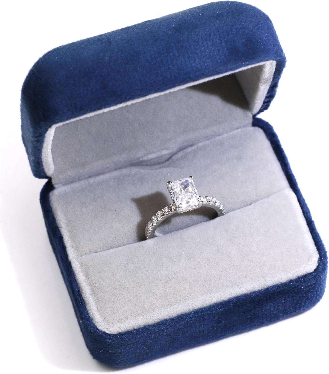TIANYU GEMS 2CT Radiant Moissanite Engagement Ring, Sterling Silver GHI VVS Clarity Rectangle Moissanite Ring with 18K White Gold Plated for Women Wedding Memorial Day Party Dress Costume