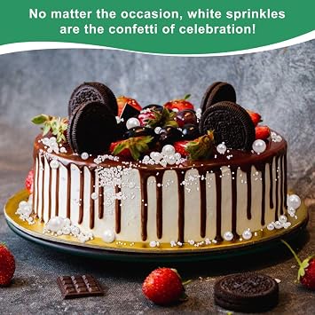 Wedding Party - 130g/4.6oz Edible Pearl Sugar Sprinkles Mix, White Pearl Sugar, Baking Cake Decoration, Cupcake Decoration, Cookie Decoration, Ice Cream Celebration, Shaker Cup, (White)