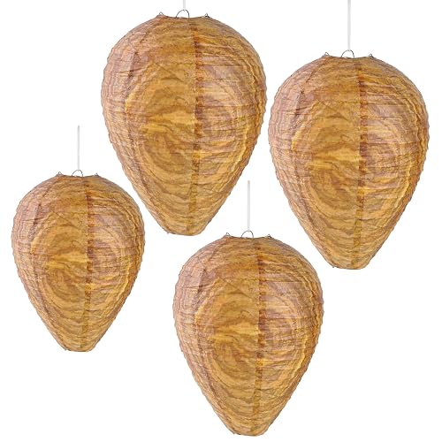 4 Pack Paper Wasp Trap, Fake Wasp Traps Outdoor Hanging