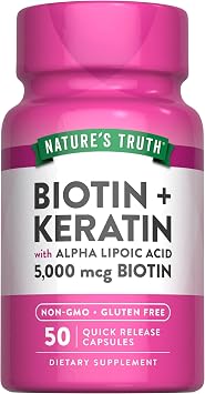 Natures Truth Beauty Complex | 5000 mcg of Biotin | 50 Capsules | with Keratin and Alpha Lipoic Acid | Non-GMO & Gluten Free Supplement