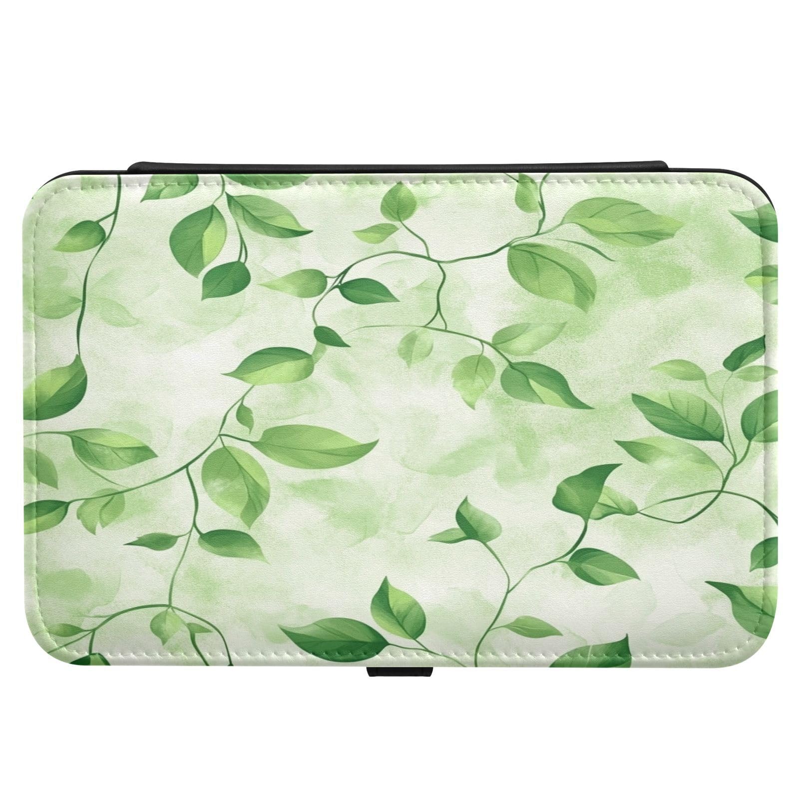 Haskirky Green Leaves Jewelry Box Portable PU Leather Travel Jewelry Organize for Women Jewelry Storage Display Holder for Ring, Necklace, Earring