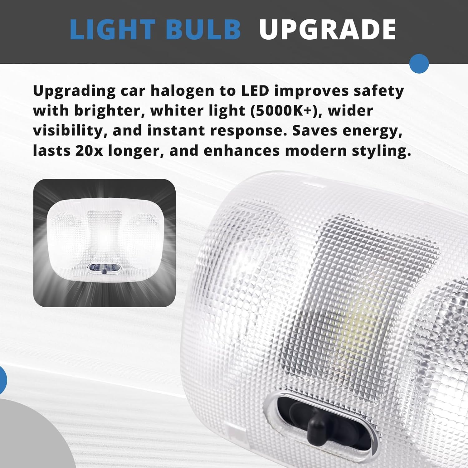 F37Z-13776-B LED Cab Map Light Upgrade Assembly with Cover Compatible with 1993-2004 Ford Ranger Interior Overhead Dome Lamp - Direct Replacement for #F37Z13776B F67Z-13783-AA F67Z13783AA