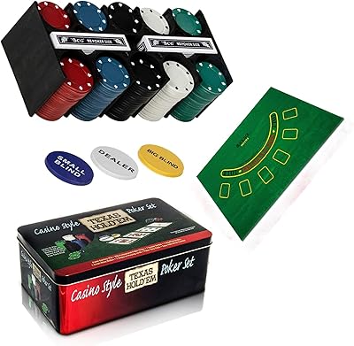 ALAYSTAR 200 Piece Professional Casino Texas Hold'em Poker and Blackjack Game Play Set with Strong Gift Tin Box