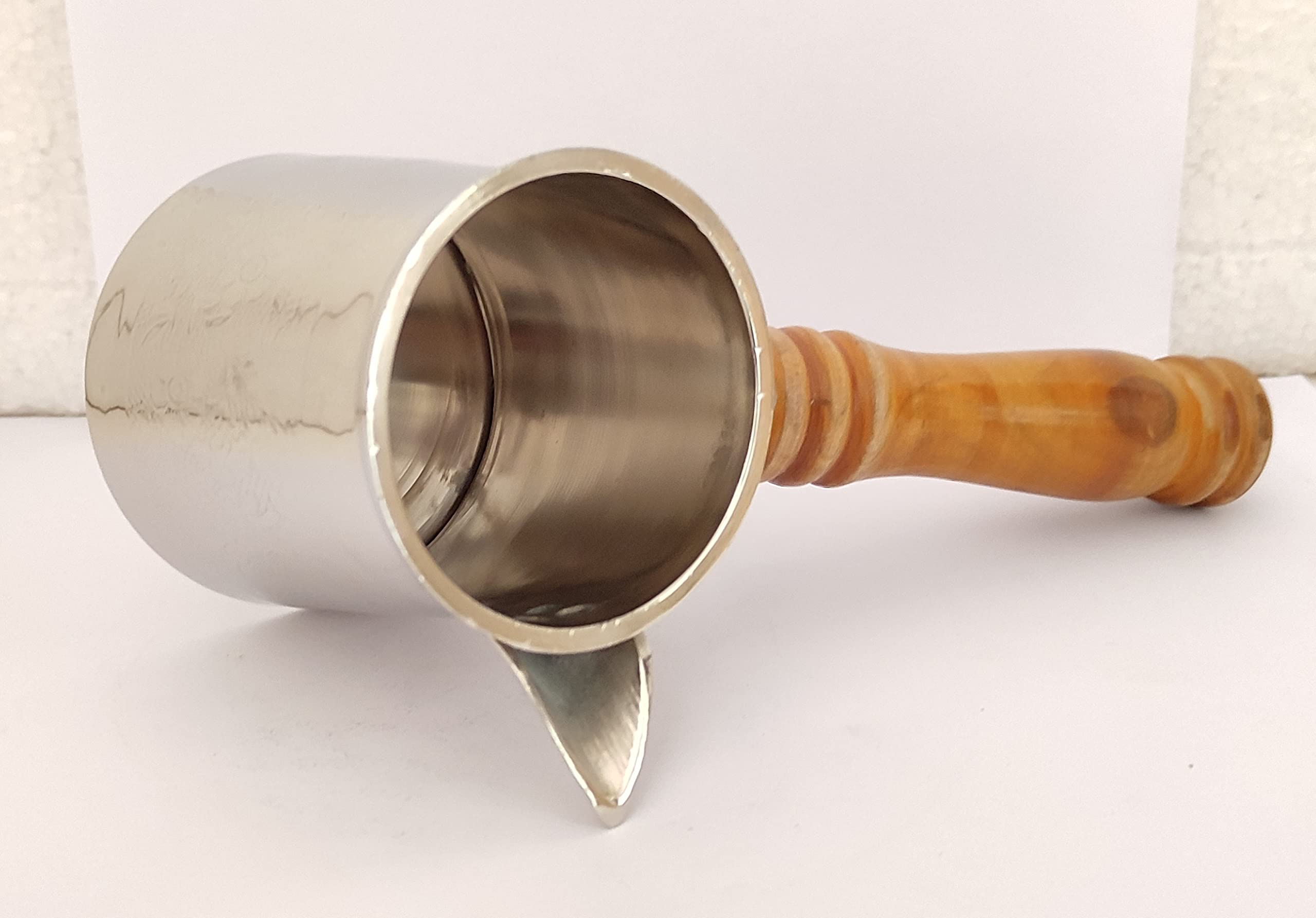 Sharvgun Greco Arabo Caffettiera Caffettiera turca Argento Finitura Ottone Metallo Jezve Ibrik Briki Per le piastre di cottura 170 ml