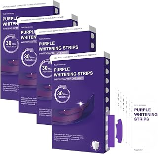 PURPLE WHITENING STRIPS Peroxide Free Teeth Whitening Tape | Teeth and remove stains yellow tint corrective effect against pain and sensitivity - eliminates coffee, tea,
