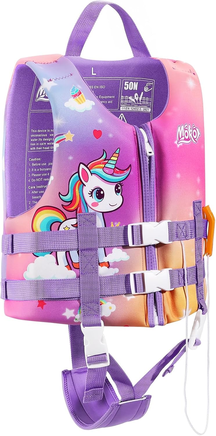 MoKo Swimming Vest for Kids 20-30-50-77 lbs, Children Swim Vests Water Activity Equipment Cute Pattern Watersports Swimming Device for Toddlers Boys Girls