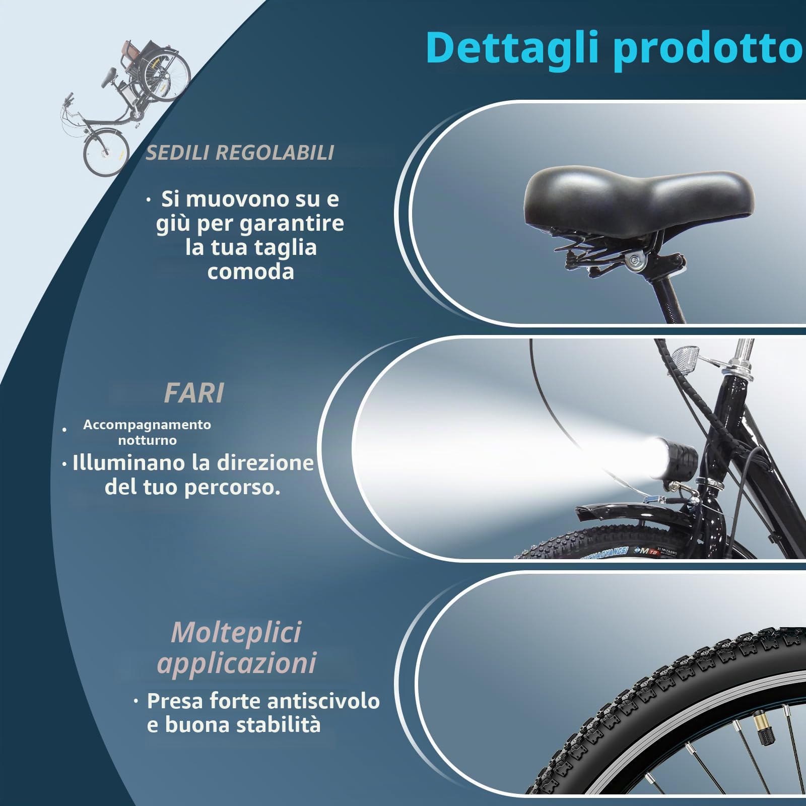 Triciclo elettrico per adulti, 24 pollici, con batteria al litio da 36 V 12 Ah e cestino multifunzione sul sedile posteriore, carico massimo 150 kg, pedalata assistita e motore elettrico. (white)