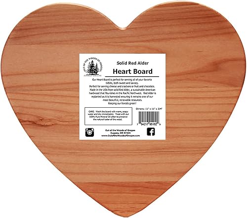 Miniatura 2 de Tabla para servir queso en forma de corazón de madera dura (11 x 11 x .75 pulgadas)