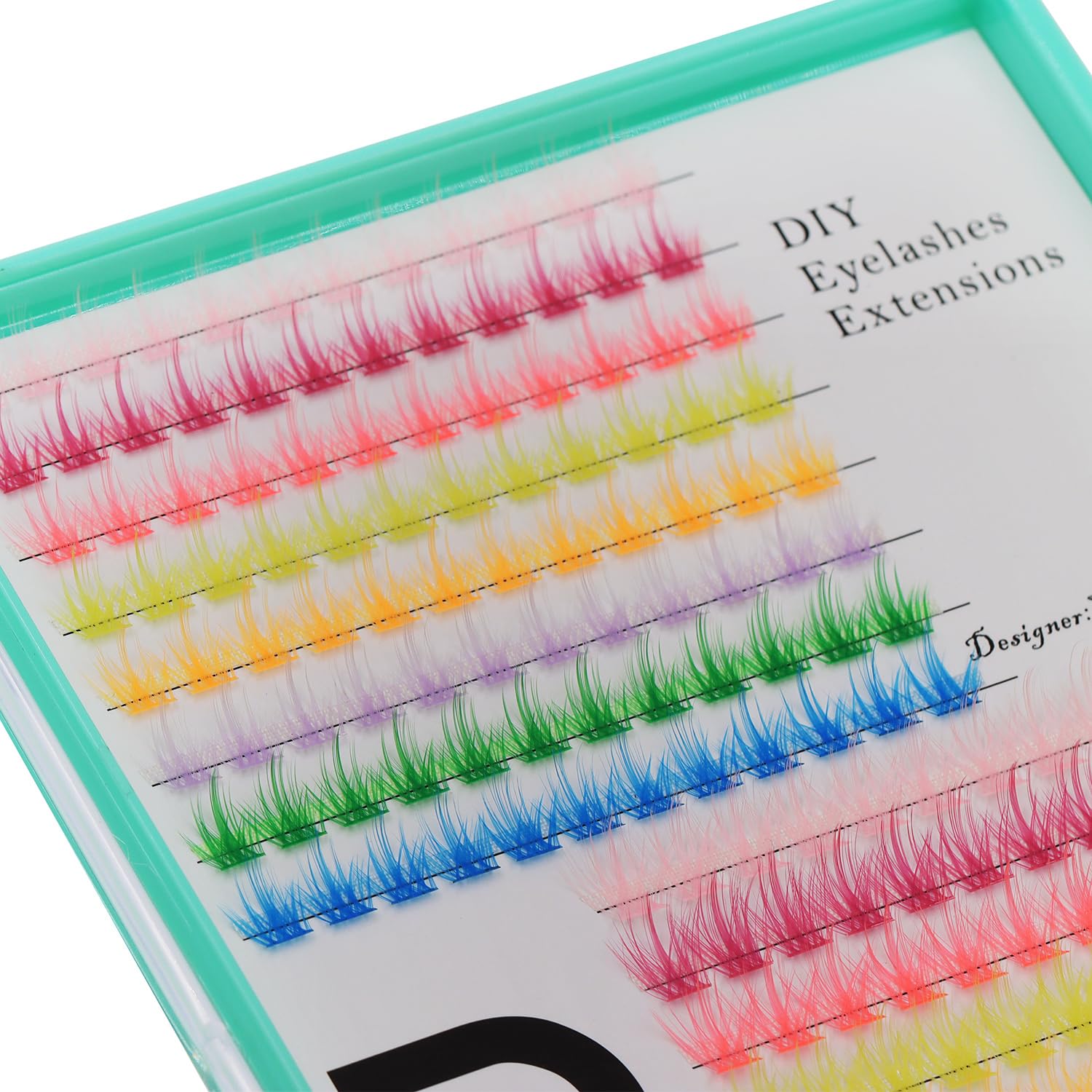 Bodermincer Large Tray 17 Rows 9 Colors Mix Cluster Lashes Extensions Colorful Individual False Cluster, Light Pink, Rose Red, Fluorescent Pink, Fluorescent Yellow, Fluorescent Orange,Light Purple, Deep Green, and Deep Blue (10-12-14-16-18mm MIX)
