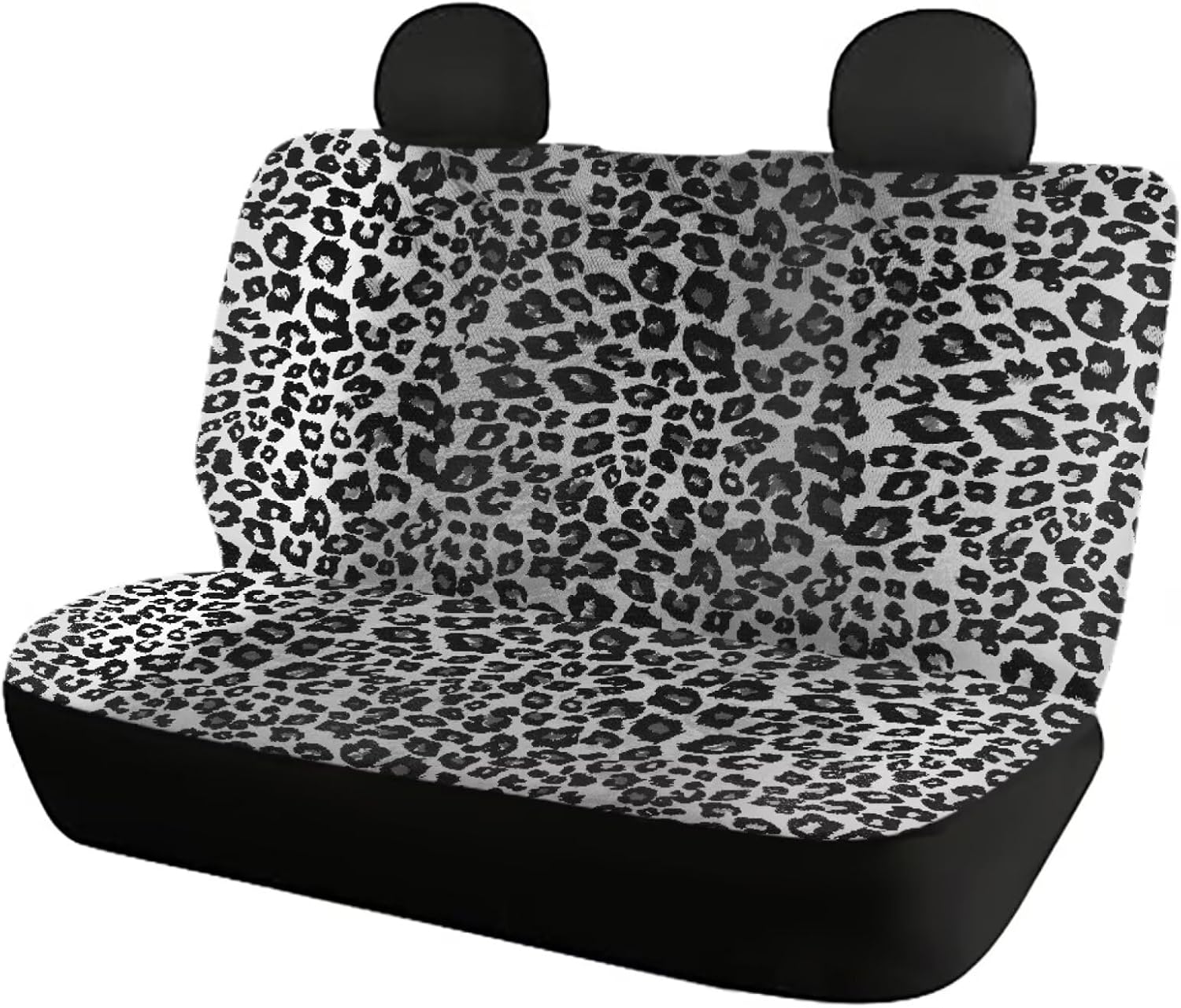 Howilath 4 Piece Car Seat Cover Full Set Front & Rear Split Grey Cheetah Print Auto Seat Cushion Accessories Interior Decor Fit Sedan Truck Van
