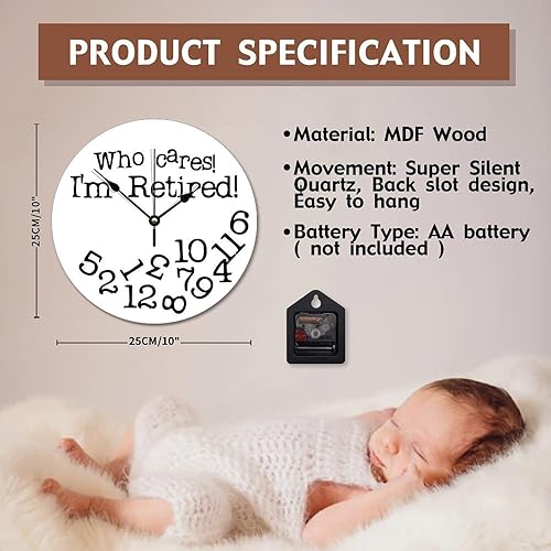 Miniatura 7 de ArogGeld Reloj de pared divertido de 10 pulgadas con texto en inglés "Who Cares I"m, reloj de pared redondo, funciona con pilas, reloj de pared
