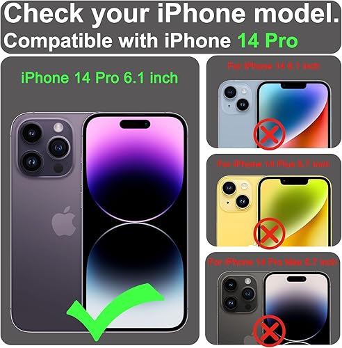 Miniatura 2 de VANAVAGY Funda tipo cartera compatible con iPhone 14 Pro para MagSafe, funda de piel sintética con tapa RFID y soporte para muñeca, carga