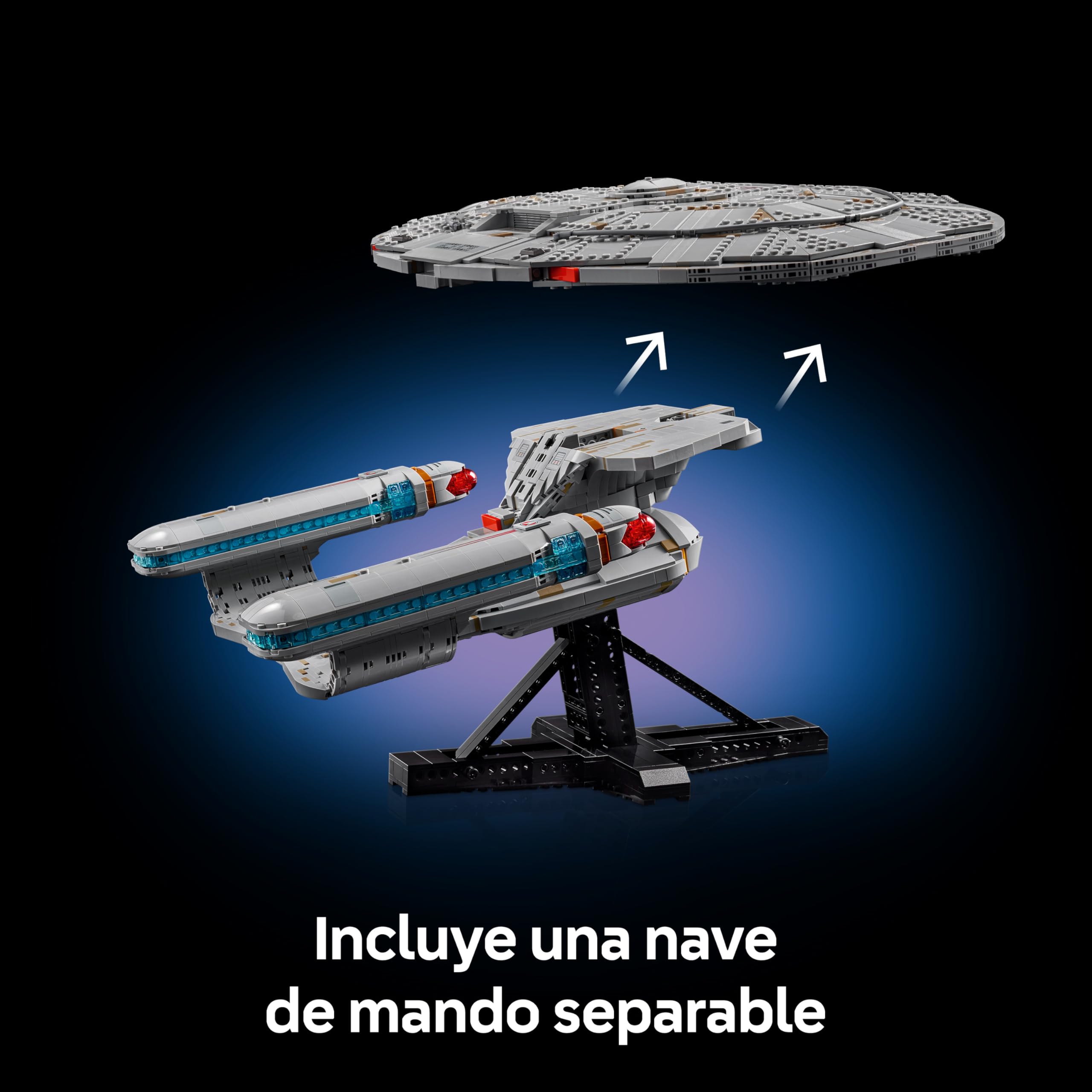 LEGO Icons Star Trek: U.S.S. Enterprise NCC-1701-D Maqueta para Adultos - Naves Auxiliares, Módulo Separable y 9 Minifiguras Inc. Jean-Luc Picard y William Riker - Regalo para Hombres y Mujeres 10356