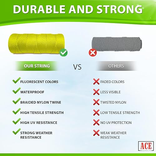 Miniatura 29 de Línea de cuerda rosa fluorescente - Cuerda de nailon trenzado #18 - Longitud de 250 pies - Cordel de nailon para herramientas de jardinería o rosa