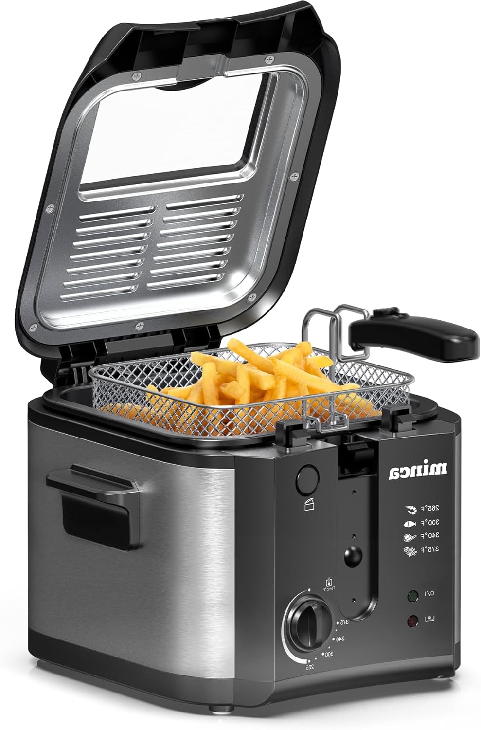 minca Mini Deep Fryer with Basket, 1500W Small Deep Fryer for Home Use, 2.5L Electric Deep Fryer with Viewing Window Lid & Adjustable Temperature
